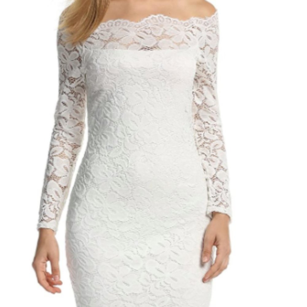 NWT Off Shoulder White Lace Long Sleeve Dress